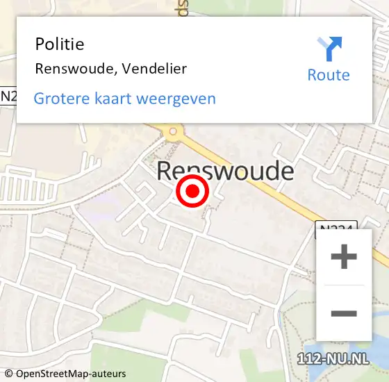 Locatie op kaart van de 112 melding: Politie Renswoude, Vendelier op 21 maart 2024 15:00