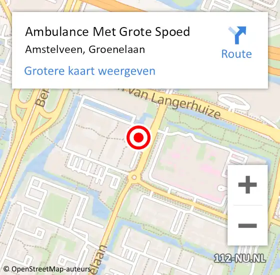 Locatie op kaart van de 112 melding: Ambulance Met Grote Spoed Naar Amstelveen, Groenelaan op 21 maart 2024 15:11