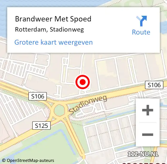 Locatie op kaart van de 112 melding: Brandweer Met Spoed Naar Rotterdam, Stadionweg op 21 maart 2024 15:12