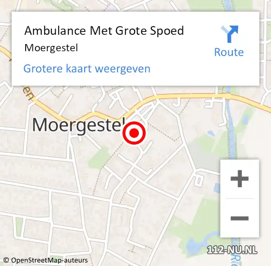 Locatie op kaart van de 112 melding: Ambulance Met Grote Spoed Naar Moergestel op 21 maart 2024 15:28