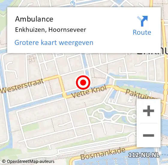 Locatie op kaart van de 112 melding: Ambulance Enkhuizen, Hoornseveer op 21 maart 2024 16:01