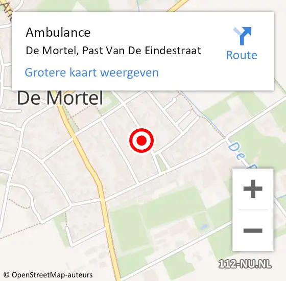 Locatie op kaart van de 112 melding: Ambulance De Mortel, Past Van De Eindestraat op 29 september 2014 19:42