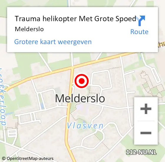 Locatie op kaart van de 112 melding: Trauma helikopter Met Grote Spoed Naar Melderslo op 21 maart 2024 16:17