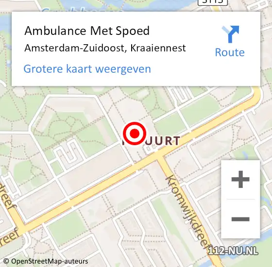 Locatie op kaart van de 112 melding: Ambulance Met Spoed Naar Amsterdam, Kraaiennest op 21 maart 2024 16:25
