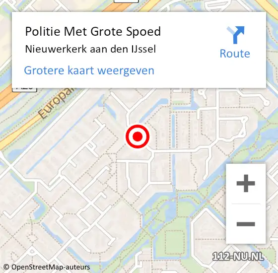 Locatie op kaart van de 112 melding: Politie Met Grote Spoed Naar Nieuwerkerk aan den IJssel op 21 maart 2024 16:33