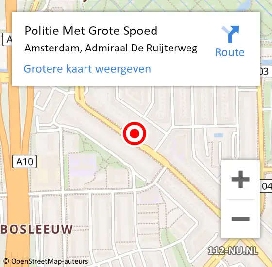 Locatie op kaart van de 112 melding: Politie Met Grote Spoed Naar Amsterdam, Admiraal De Ruijterweg op 21 maart 2024 16:33