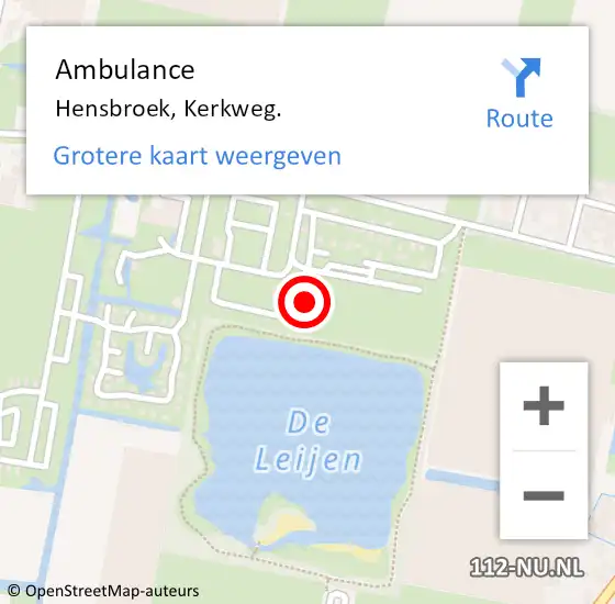 Locatie op kaart van de 112 melding: Ambulance Hensbroek, Kerkweg. op 21 maart 2024 16:35