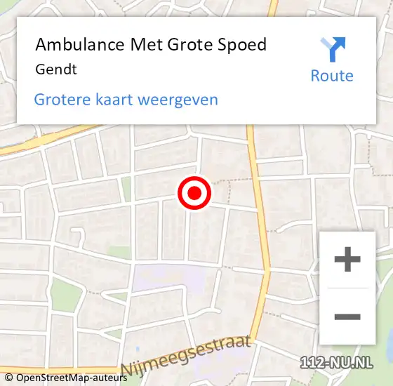 Locatie op kaart van de 112 melding: Ambulance Met Grote Spoed Naar Gendt op 21 maart 2024 16:36