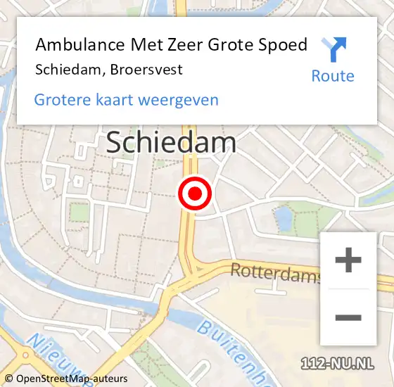 Locatie op kaart van de 112 melding: Ambulance Met Zeer Grote Spoed Naar Schiedam, Broersvest op 21 maart 2024 16:52