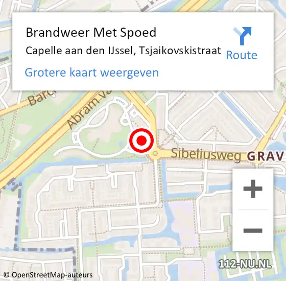 Locatie op kaart van de 112 melding: Brandweer Met Spoed Naar Capelle aan den IJssel, Tsjaikovskistraat op 21 maart 2024 17:07