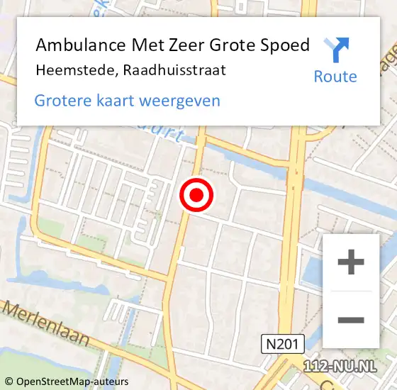 Locatie op kaart van de 112 melding: Ambulance Met Zeer Grote Spoed Naar Heemstede, Raadhuisstraat op 21 maart 2024 17:08