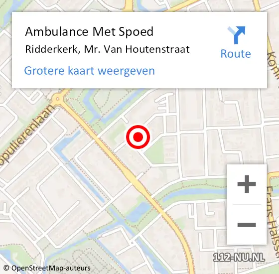 Locatie op kaart van de 112 melding: Ambulance Met Spoed Naar Ridderkerk, Mr. Van Houtenstraat op 21 maart 2024 17:12