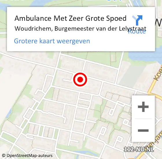 Locatie op kaart van de 112 melding: Ambulance Met Zeer Grote Spoed Naar Woudrichem, Burgemeester van der Lelystraat op 21 maart 2024 17:24