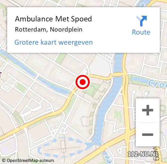 Locatie op kaart van de 112 melding: Ambulance Met Spoed Naar Rotterdam, Noordplein op 21 maart 2024 17:29