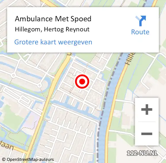 Locatie op kaart van de 112 melding: Ambulance Met Spoed Naar Hillegom, Hertog Reynout op 21 maart 2024 17:38