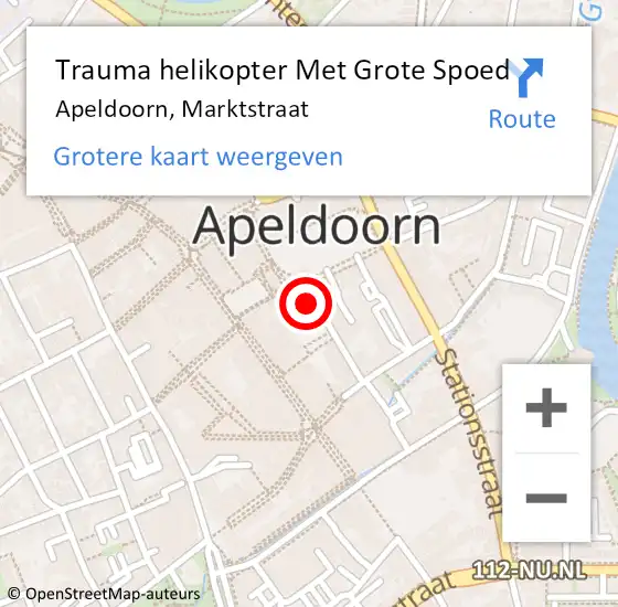Locatie op kaart van de 112 melding: Trauma helikopter Met Grote Spoed Naar Apeldoorn, Marktstraat op 21 maart 2024 17:51