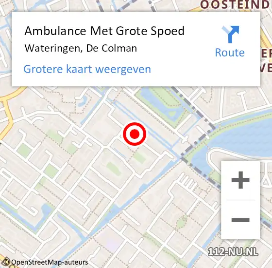 Locatie op kaart van de 112 melding: Ambulance Met Grote Spoed Naar Wateringen, De Colman op 21 maart 2024 17:54