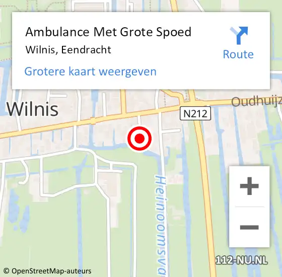 Locatie op kaart van de 112 melding: Ambulance Met Grote Spoed Naar Wilnis, Eendracht op 29 september 2014 19:51