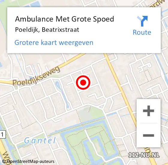 Locatie op kaart van de 112 melding: Ambulance Met Grote Spoed Naar Poeldijk, Beatrixstraat op 21 maart 2024 18:23
