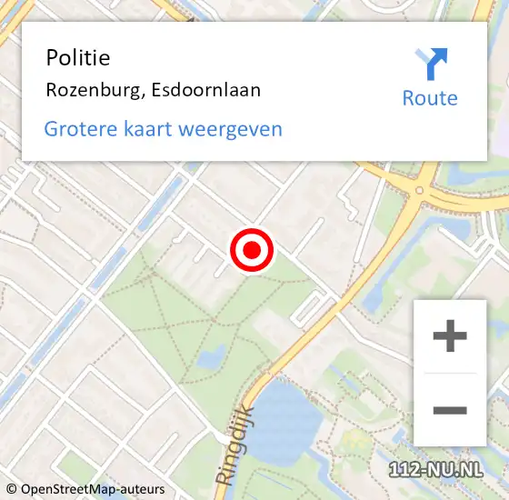Locatie op kaart van de 112 melding: Politie Rozenburg, Esdoornlaan op 21 maart 2024 18:47