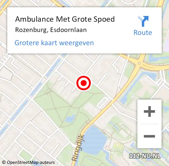 Locatie op kaart van de 112 melding: Ambulance Met Grote Spoed Naar Rozenburg, Esdoornlaan op 21 maart 2024 18:48