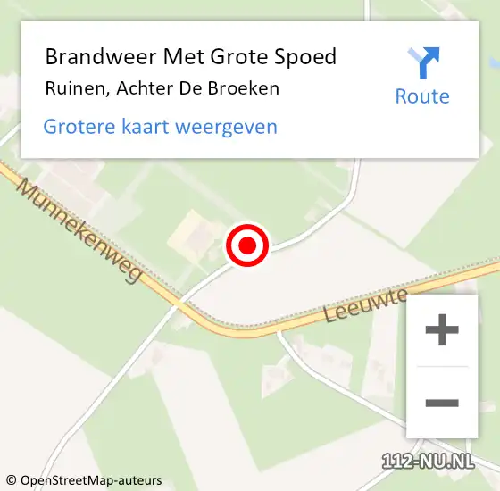 Locatie op kaart van de 112 melding: Brandweer Met Grote Spoed Naar Ruinen, Achter De Broeken op 29 september 2014 19:58