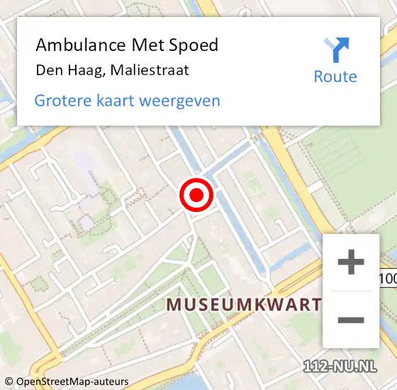 Locatie op kaart van de 112 melding: Ambulance Met Spoed Naar Den Haag, Maliestraat op 21 maart 2024 19:34