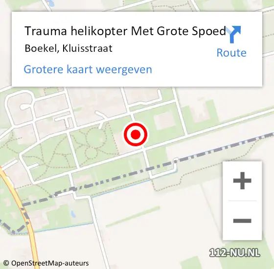 Locatie op kaart van de 112 melding: Trauma helikopter Met Grote Spoed Naar Boekel, Kluisstraat op 21 maart 2024 19:57