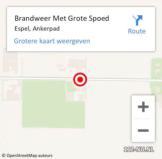 Locatie op kaart van de 112 melding: Brandweer Met Grote Spoed Naar Espel, Ankerpad op 29 september 2014 20:04