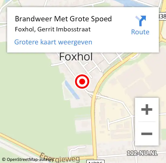 Locatie op kaart van de 112 melding: Brandweer Met Grote Spoed Naar Foxhol, Gerrit Imbosstraat op 29 september 2014 20:06