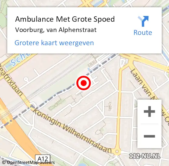 Locatie op kaart van de 112 melding: Ambulance Met Grote Spoed Naar Voorburg, van Alphenstraat op 21 maart 2024 22:08