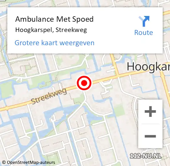 Locatie op kaart van de 112 melding: Ambulance Met Spoed Naar Hoogkarspel, Streekweg op 21 maart 2024 22:32