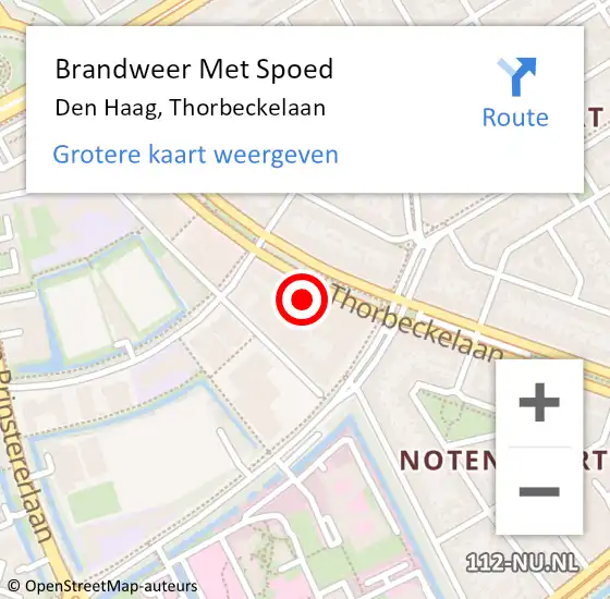 Locatie op kaart van de 112 melding: Brandweer Met Spoed Naar Den Haag, Thorbeckelaan op 21 maart 2024 23:10
