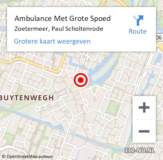 Locatie op kaart van de 112 melding: Ambulance Met Grote Spoed Naar Zoetermeer, Paul Scholtenrode op 21 maart 2024 23:13