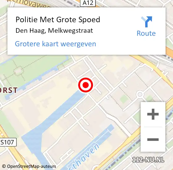 Locatie op kaart van de 112 melding: Politie Met Grote Spoed Naar Den Haag, Melkwegstraat op 21 maart 2024 23:18