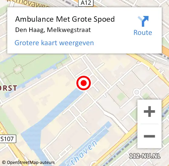 Locatie op kaart van de 112 melding: Ambulance Met Grote Spoed Naar Den Haag, Melkwegstraat op 21 maart 2024 23:18