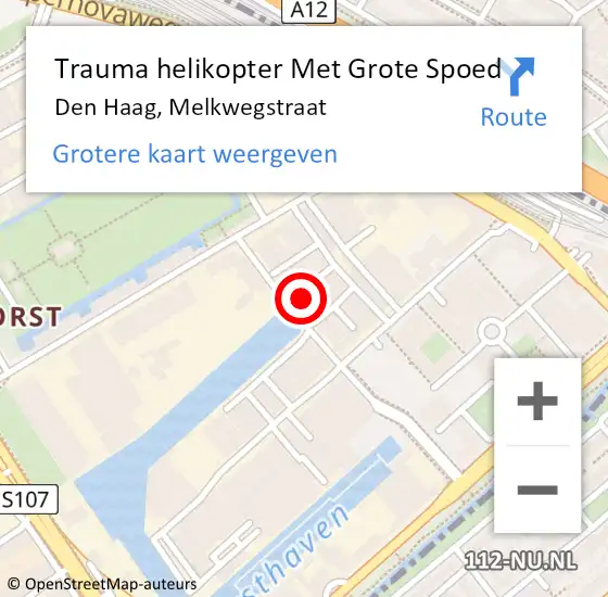 Locatie op kaart van de 112 melding: Trauma helikopter Met Grote Spoed Naar Den Haag, Melkwegstraat op 21 maart 2024 23:19