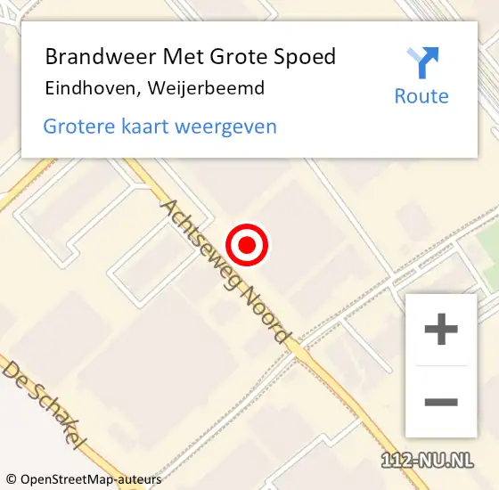 Locatie op kaart van de 112 melding: Brandweer Met Grote Spoed Naar Eindhoven, Weijerbeemd op 22 maart 2024 00:01