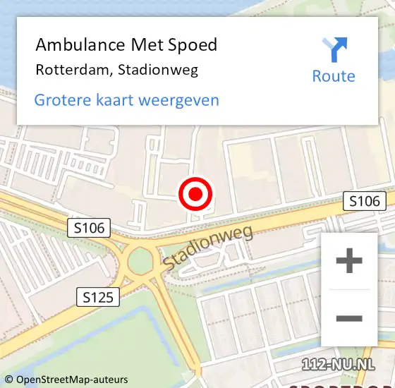 Locatie op kaart van de 112 melding: Ambulance Met Spoed Naar Rotterdam, Stadionweg op 22 maart 2024 00:37