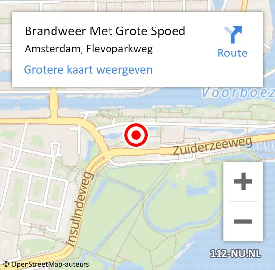 Locatie op kaart van de 112 melding: Brandweer Met Grote Spoed Naar Amsterdam, Flevoparkweg op 22 maart 2024 01:09