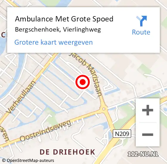 Locatie op kaart van de 112 melding: Ambulance Met Grote Spoed Naar Bergschenhoek, Vierlinghweg op 22 maart 2024 01:15