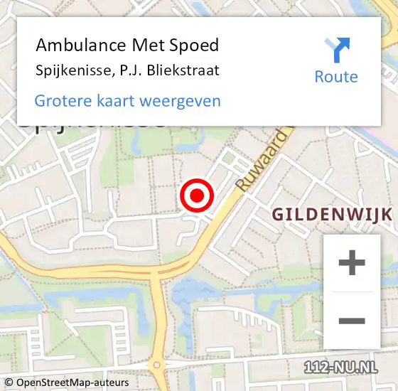 Locatie op kaart van de 112 melding: Ambulance Met Spoed Naar Spijkenisse, P.J. Bliekstraat op 22 maart 2024 02:32