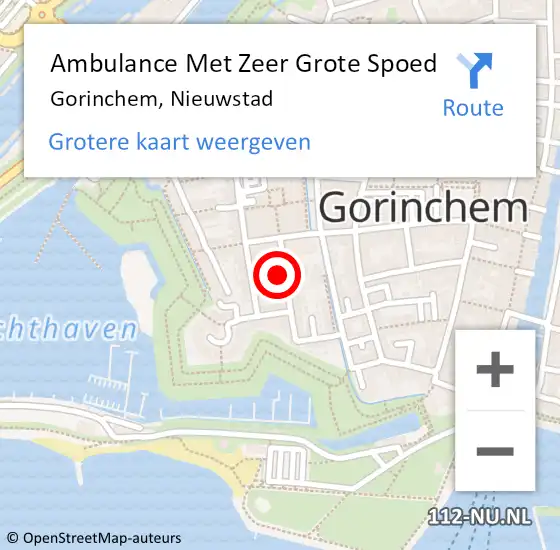 Locatie op kaart van de 112 melding: Ambulance Met Zeer Grote Spoed Naar Gorinchem, Nieuwstad op 22 maart 2024 02:54