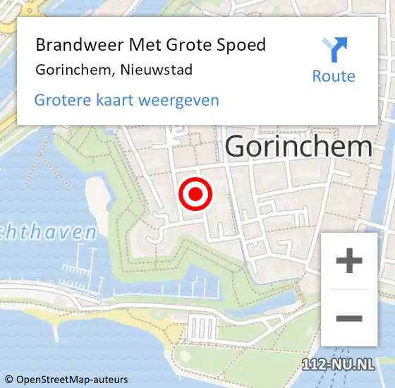 Locatie op kaart van de 112 melding: Brandweer Met Grote Spoed Naar Gorinchem, Nieuwstad op 22 maart 2024 03:08