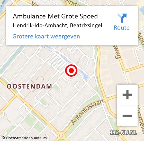 Locatie op kaart van de 112 melding: Ambulance Met Grote Spoed Naar Hendrik-Ido-Ambacht, Beatrixsingel op 22 maart 2024 03:50
