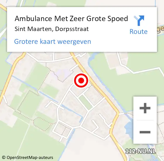 Locatie op kaart van de 112 melding: Ambulance Met Zeer Grote Spoed Naar Sint Maarten, Dorpsstraat op 22 maart 2024 04:05