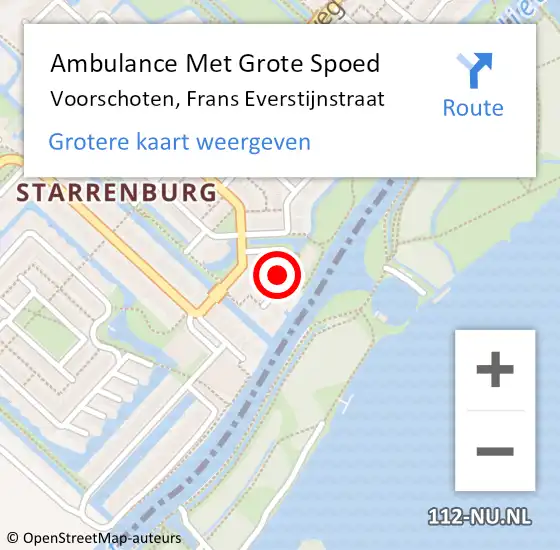 Locatie op kaart van de 112 melding: Ambulance Met Grote Spoed Naar Voorschoten, Frans Everstijnstraat op 22 maart 2024 04:35