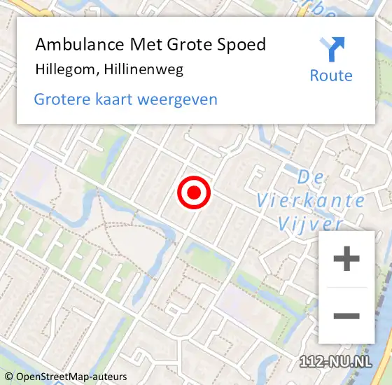 Locatie op kaart van de 112 melding: Ambulance Met Grote Spoed Naar Hillegom, Hillinenweg op 22 maart 2024 04:37