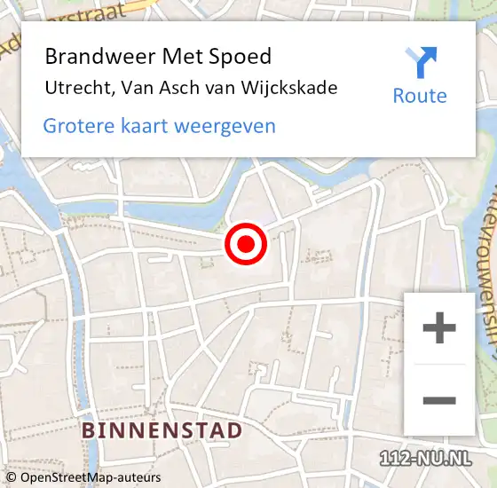 Locatie op kaart van de 112 melding: Brandweer Met Spoed Naar Utrecht, Van Asch van Wijckskade op 22 maart 2024 05:05