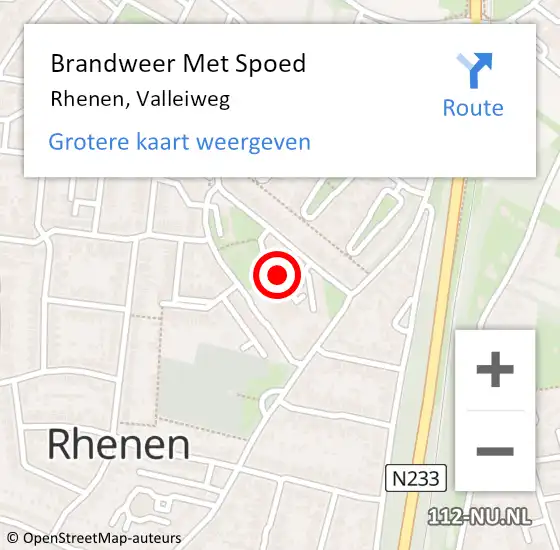 Locatie op kaart van de 112 melding: Brandweer Met Spoed Naar Rhenen, Valleiweg op 22 maart 2024 05:32